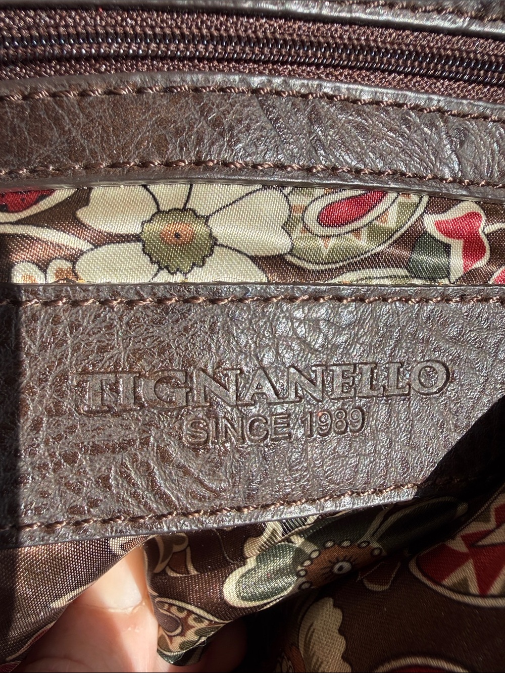 Tignanello Colorblock Brown Suede Boho Purse - Picture 4 of 7